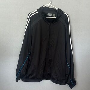 NWOT Men's Black Track Jacket with White Stripes